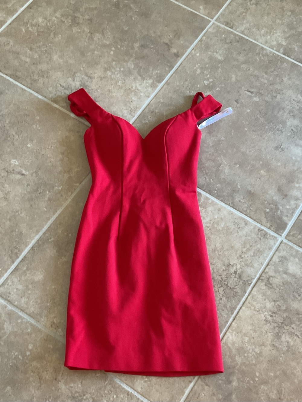 SHERRI HILL off shoulder back zip dress, red, size 0